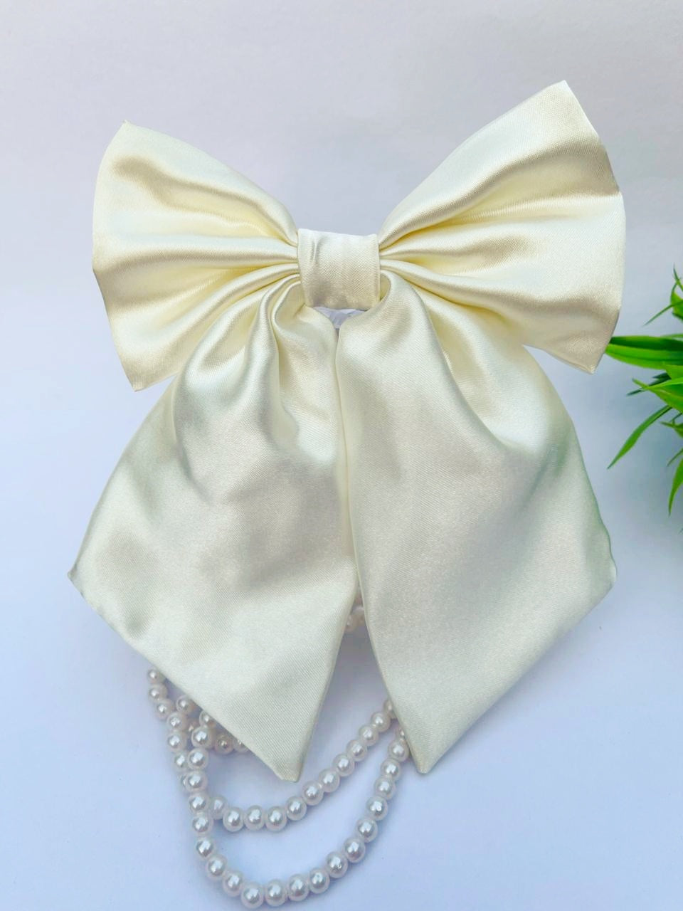 Premium Satin Tail Bow(Off White)